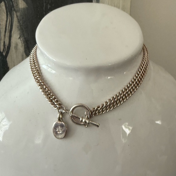 Ralph Lauren sterling silver plated double chain necklace with logo/toggle - Picture 4 of 4